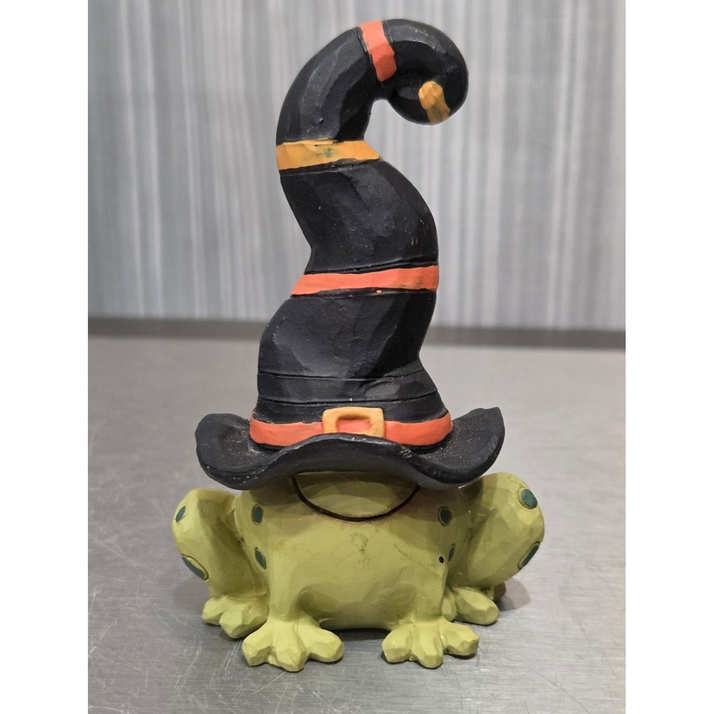 Boyds Bears B Lloyd Frog Figurine Halloween Witch Hat Green Orange 2015 3"